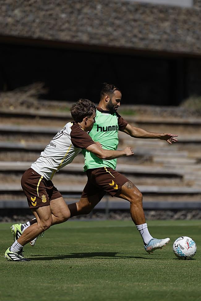 Jesé y Amatucci, durante un entrenamiento de esta semana.