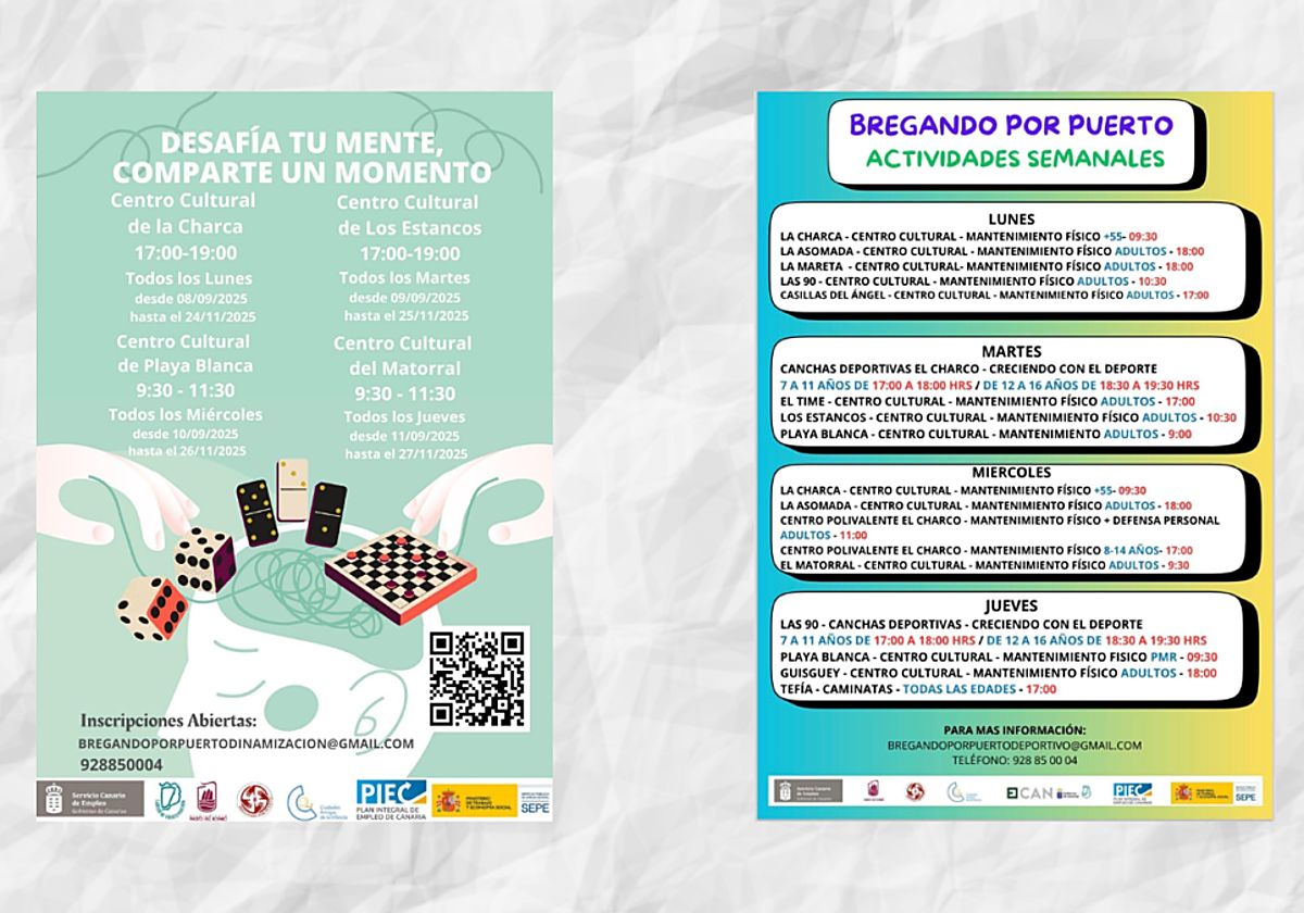 Carteles promocionales de las actividades.