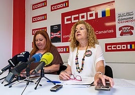 Imagen de representantes de CCOO en una rueda de prensa.