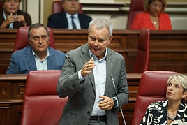 El portavoz del grupo socialista, Sebastián Franquis, interviene en el pleno del parlamento.
