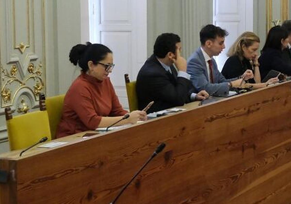 Clotilde Sánchez en un pleno junto al portavoz de Vox Alberto Rodríguez.