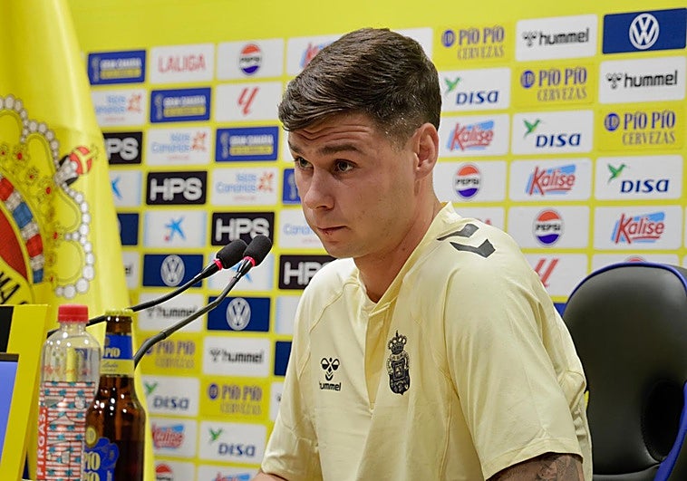 Sergio Barcia, en la rueda de prensa previa al partido frente al Almería.