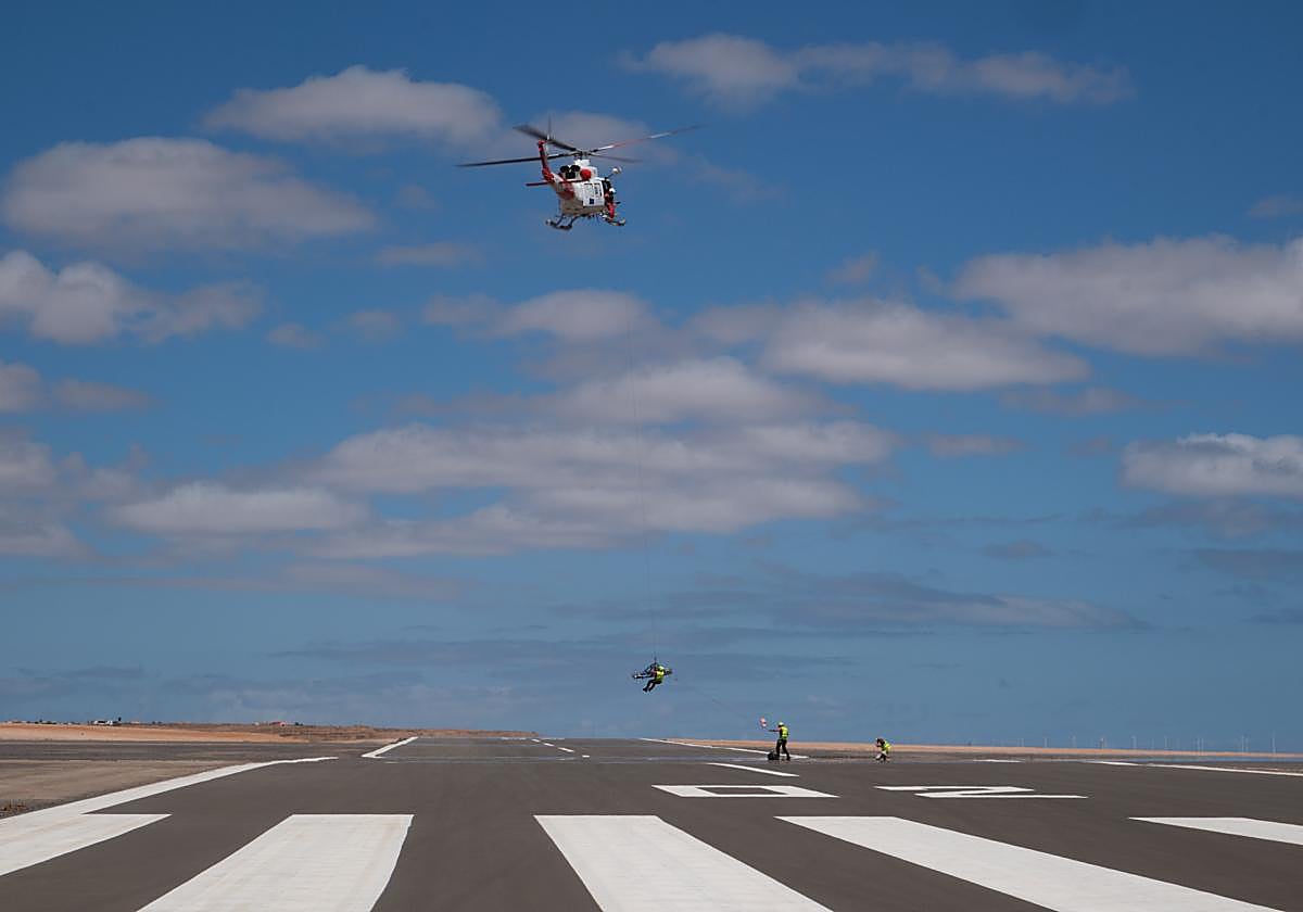 El simulacro de emergencias con tecnología U-Space se llevó a cabo en el estratopuerto del Parque Tecnológico, en el municipio de Puerto del Rosario.