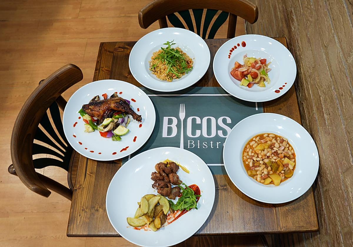 Imagen principal - Platos del menú diario de Bicos Bistró.