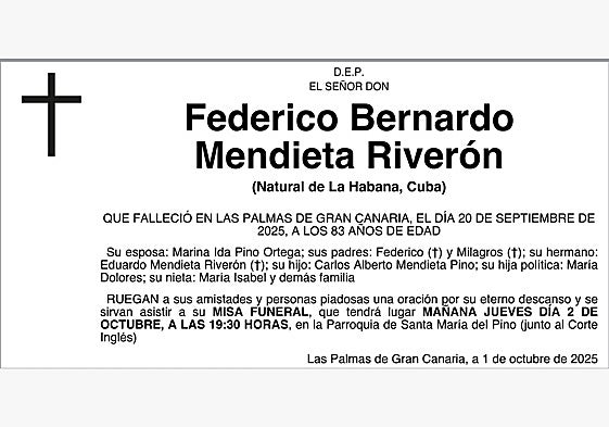Federico Bernardo Mendieta Riverón