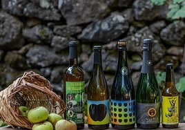 Distintas variedades de sidra de Valleseco que obtuvieron premios en el XV Salón Internacional de les Sidres