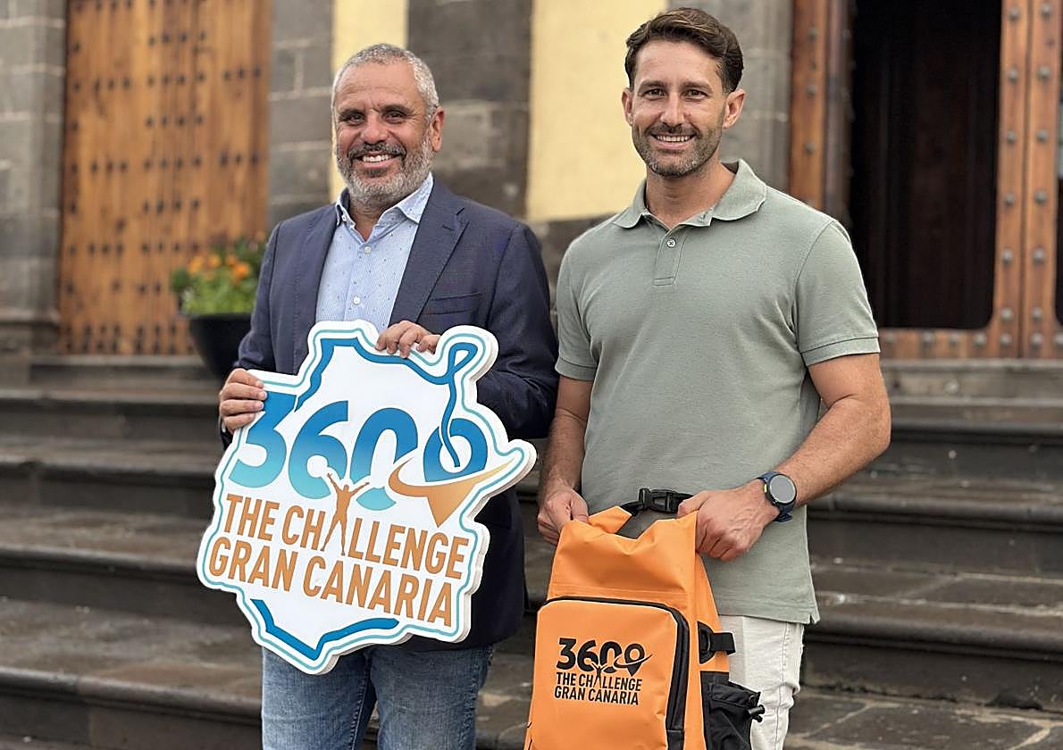 Alfredo Gonçalves, alcalde de Guía de Gran Canaria, con Cristian Melián, coordinador de marketing de Arista Eventos.