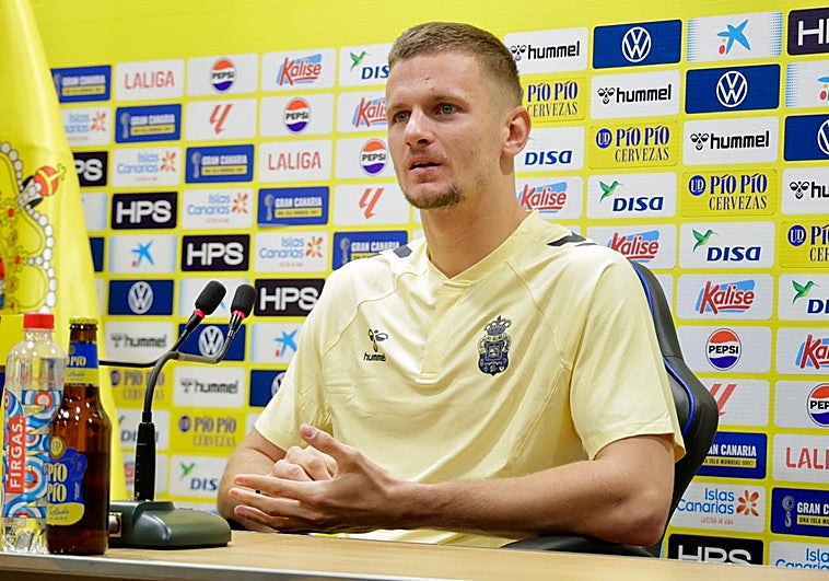 Imagen de Horkas en la rueda de prensa previa al partido frente al Eibar.