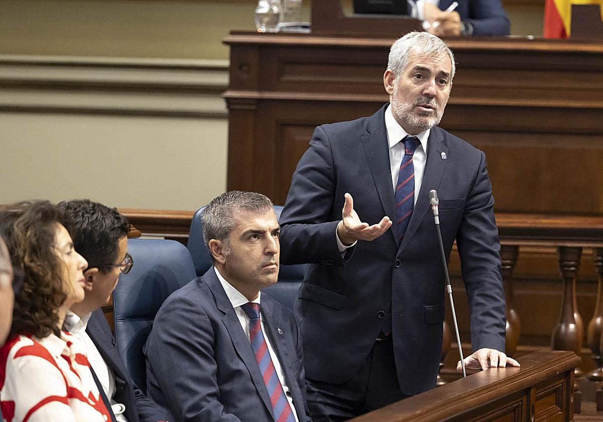 Fernando Clavijo en una intervención en el Parlamento de Canarias.