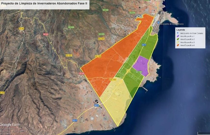 Mapa de las cuatro áreas de actuación.