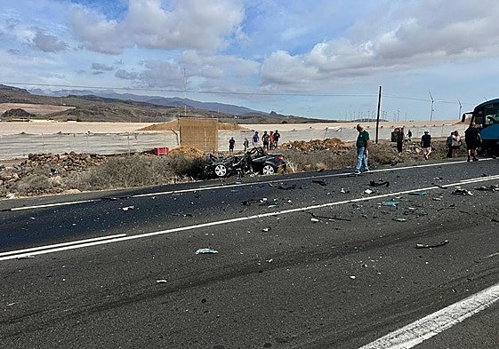 Así quedó el coche tras el siniestro ocurrido en la GC-500
