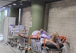 Pacientes distribuidos por los pasillos del servicio de urgencias del hospital Doctor Negrín hace unas dos semanas.