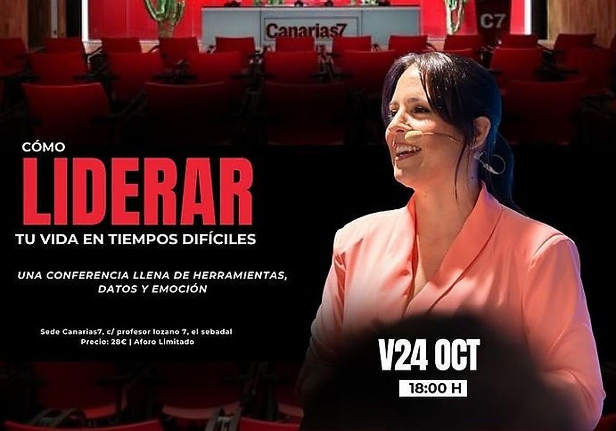 Cartel de la conferencia «Cómo liderar tu vida en tiempos difíciles».