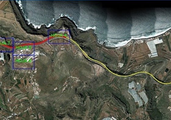 Mapa con cortes de la GC-2.