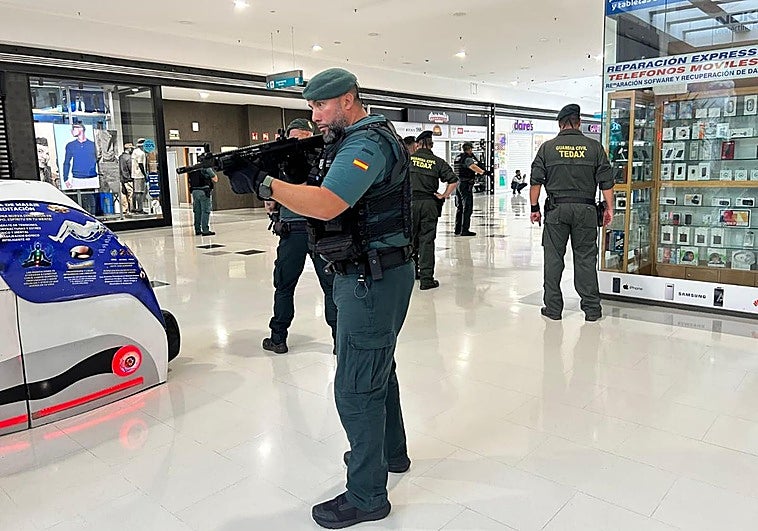 Agentes de la Guardia Civil durante el simulacro.