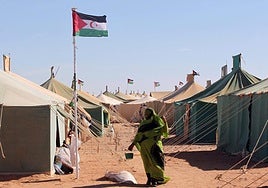 Imagen de los asentamientos en suelo argelino en la región de Tinduf con las haimas (viviendas) y ciudadanos saharauis refugiados.