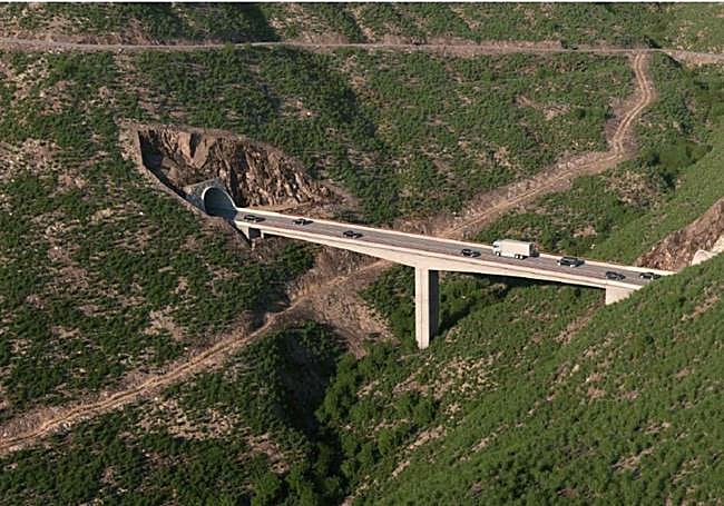 Infografía del viaducto previsto sobre el barranco La Palma.