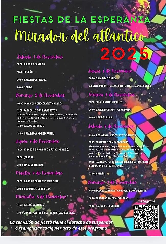 Programa de las fiestas de Mirador del Atlántico 2025