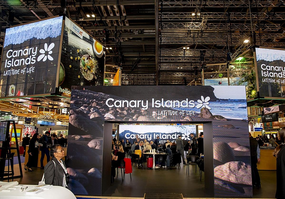 Imagen del estand sostenible que Canarias llevará a la feria de Londres. Ya lo estrenó en Fitur y fue elegido el mejor en la categoría de las comunidades.