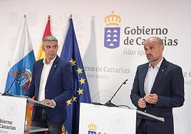 El consejero de Agricultura y Ganadería, Narvay Quintero, y el portavoz del Gobierno, Alfonso Cabello, este lunes tras el Consejo de Gobierno