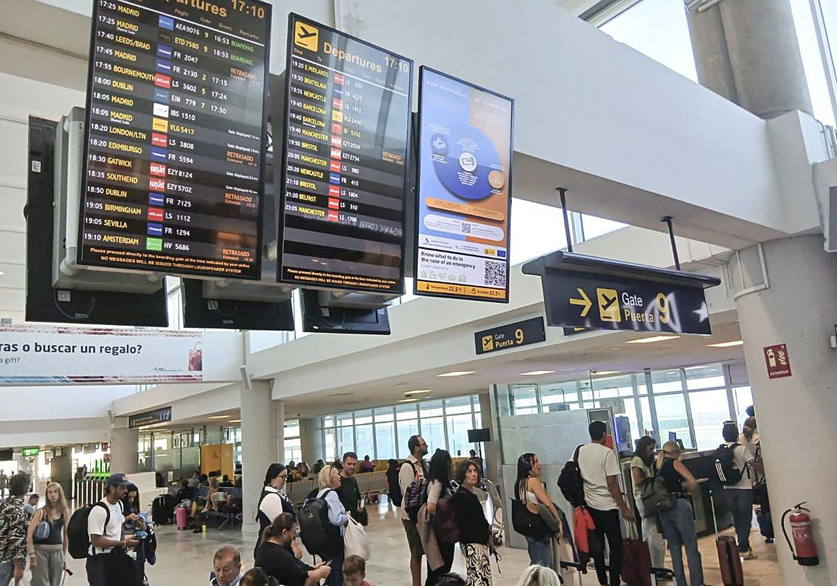 Aeropuerto de Lanzarote César Manrique el pasado fin de semana, con abundancia de vuelos hacia territorio de Reino Unido.