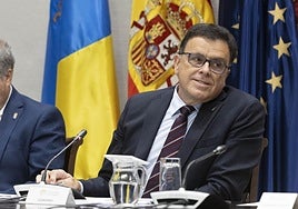 El consejero de Política Territorial del Gobierno de Canarias, Manuel Miranda, durante la presentación del presupuesto de su área.