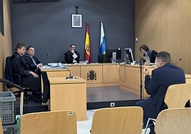 El condenado, de espaldas, durante el juicio.