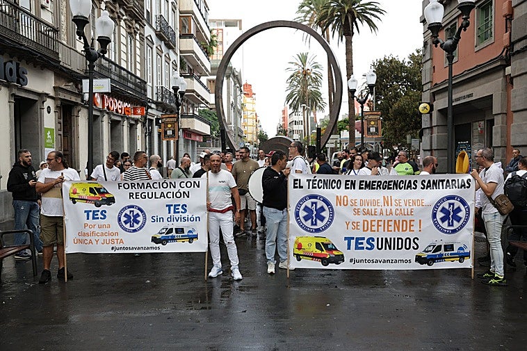 Manifestación este jueves en la capital grancanaria.