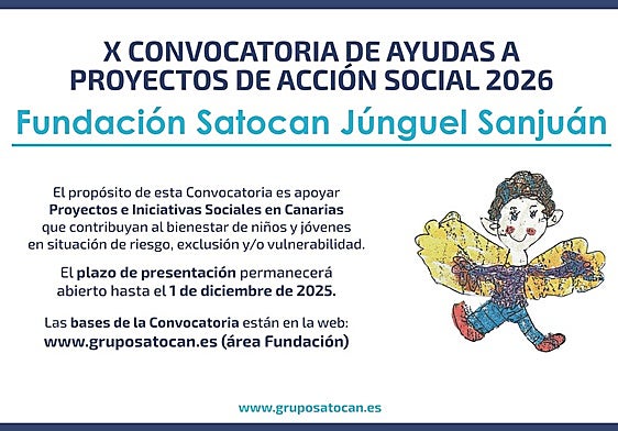 La Fundación Satocan Júnguel Sanjuán Lanza su X Convocatoria de Ayudas para Proyectos de Infancia y Juventud Vulnerable