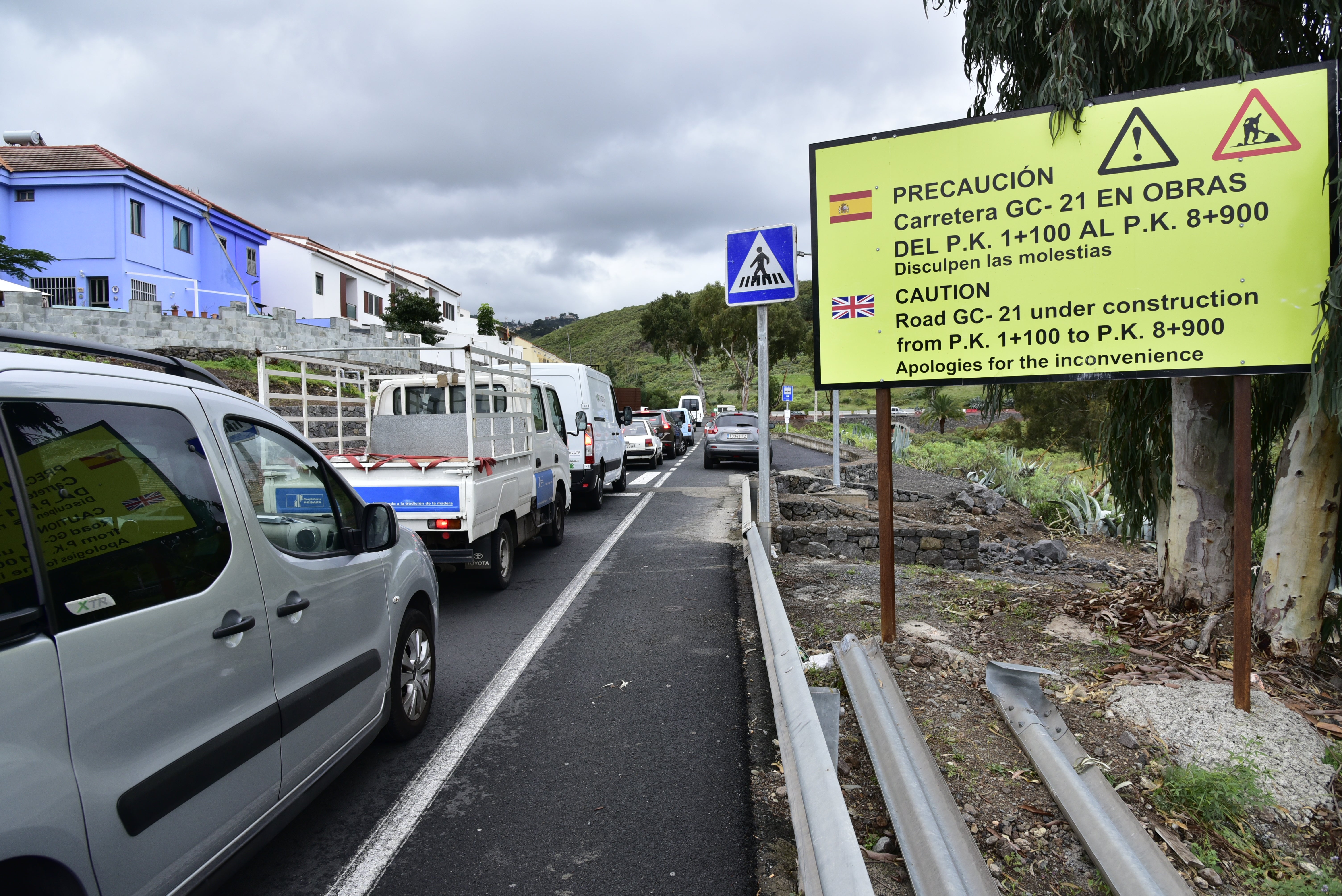 Carretera cortada en Teror