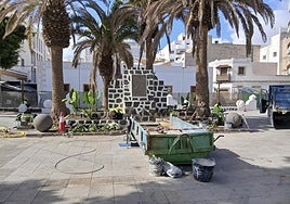 Vista este martes del espacio donde se prevé que quede recolocada la cruz.