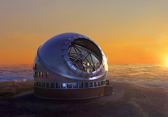 Recreación del Telescopio de Treinta Metros una vez terminado.