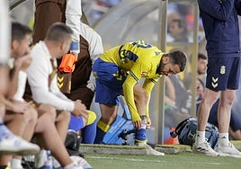 Kirian Rodríguez, el día de su reaparición ante el Cádiz.