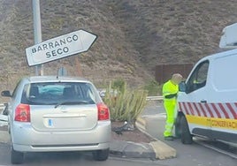 Vehículo accidentado en el lugar de los hechos.