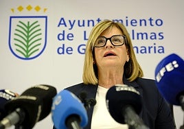 La concejala Inmaculada Medina en la sala de prensa del Ayuntamiento de Las Palmas de Gran Canaria para anunciar su dimisión el pasado lunes.
