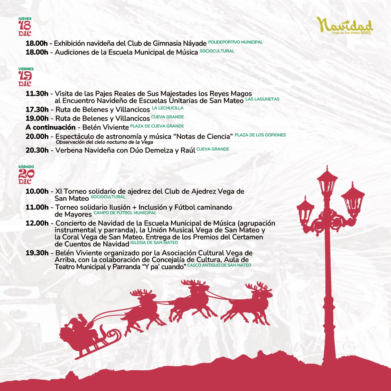 Imagen principal - Programa de Navidad en San Mateo 2025: encendido del alumbrado, belenes, actividades y conciertos