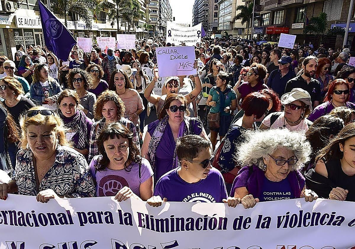 Imagen de archivo de manifestación contra las violencias machistas del 25N en la capital grancanaria.