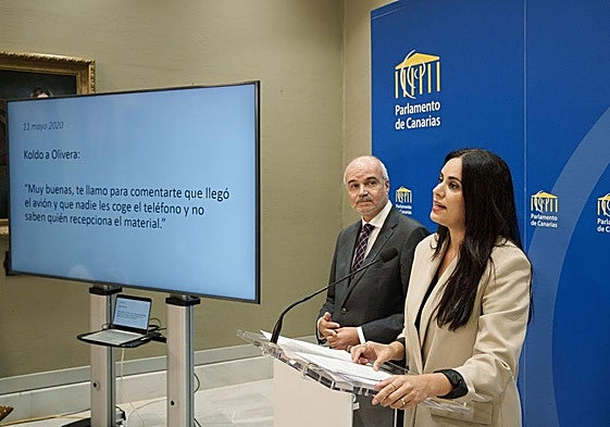 José Alberto Díaz–Estébanez y Vidina Espino en la rueda de prensa de este lunes.