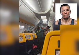 Imagen del momento de la agresión dentro del avión y del rostro.