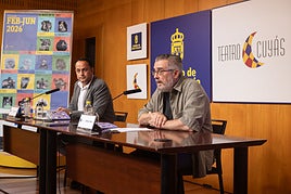 Imagen del director insular de cultura, Serafín Sánchez y Gonzalo Ubani, director artístico del Cuyás, en la rueda de prensa de presentación de temporada.