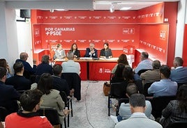 Un momento de la reunión de la comisión ejecutiva del PSOE en Santa Cruz de Tenerife.