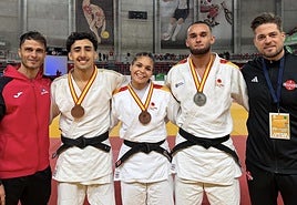 Imagen de los medallistas canarios en el Nacional de judo.
