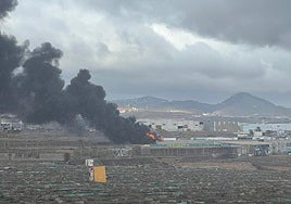 Imagen del humo negro y las llamas.