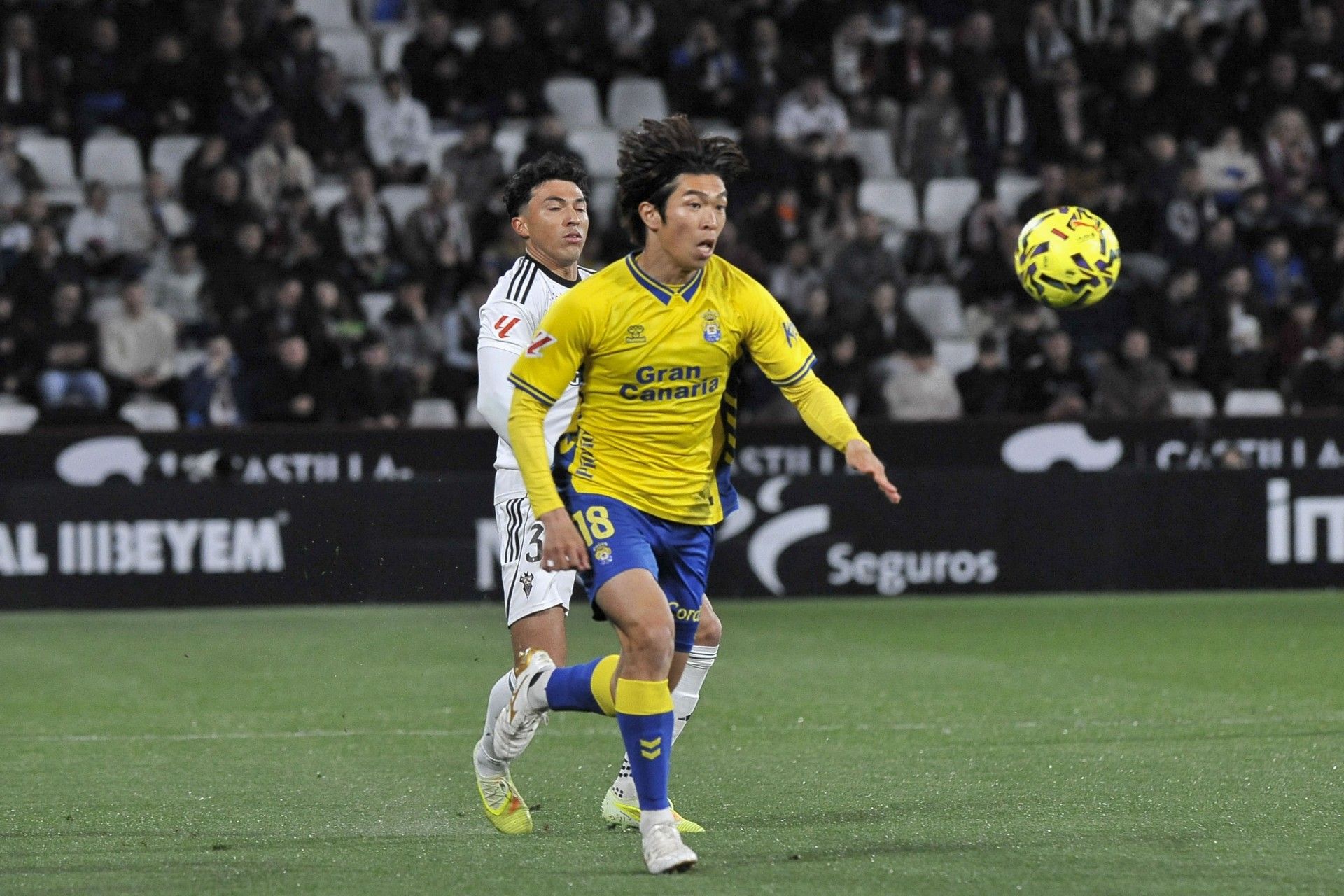 Miyashiro celebrando el gol de la UD Las Palmas