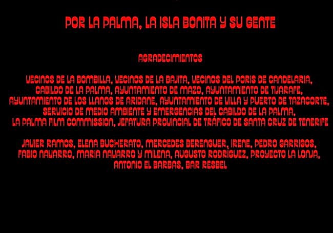 Imagen de los agradecimientos en el cierre del videoclip