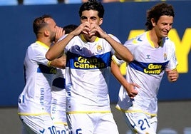 Clemente celebrando el gol que firmó ante el Cádiz.