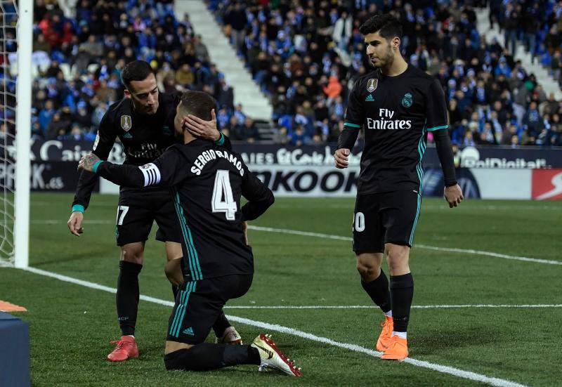 Las mejores imágenes del triunfo logrado por el Real Madrid ante el Leganés en Butarqué, en partido correspondiente a la 16ª jornada de Liga que fue aplazado en diciembre por el Mundial de Clubes