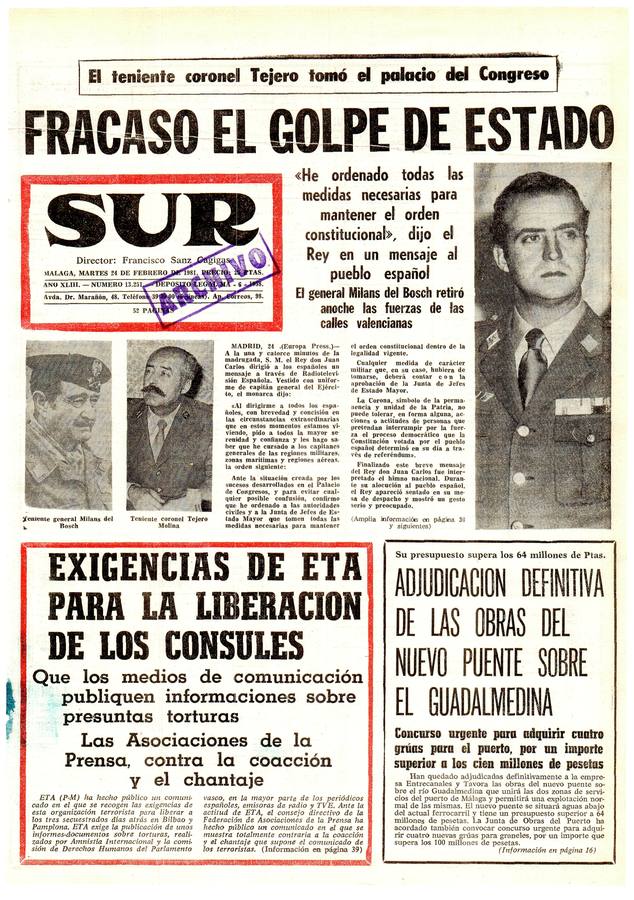 El rey, en seis portadas. Fracasó el golpe de estado