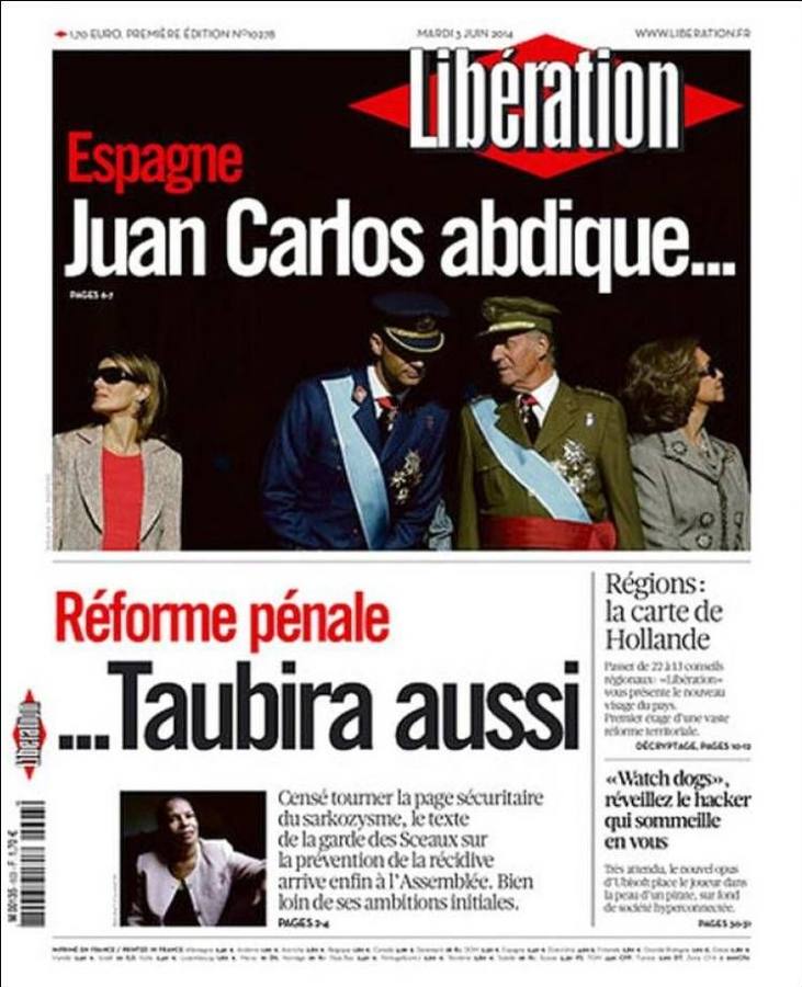 Portada del francés Libération.