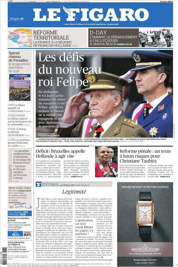 Portada del francés Le Figaro.